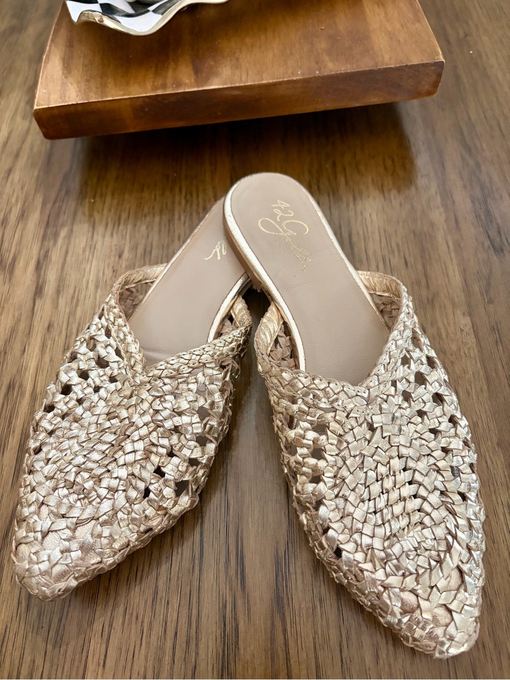 42 Gold Charmed Mules - Picture 2 of 9